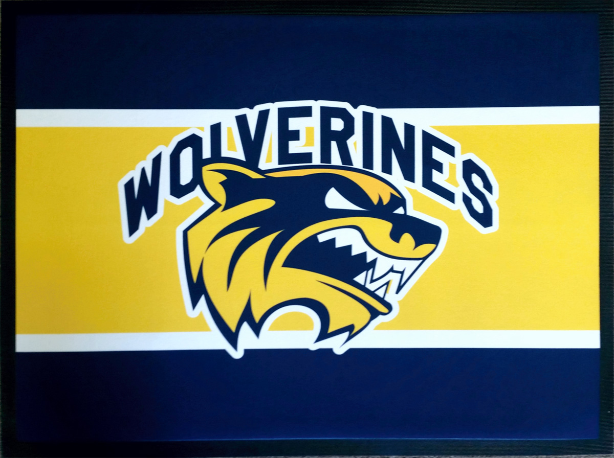 Wolverines team logo floor mat