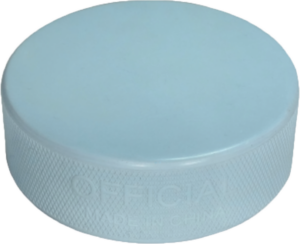 Baby blue coloured hockey puck