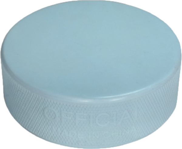Baby blue coloured hockey puck