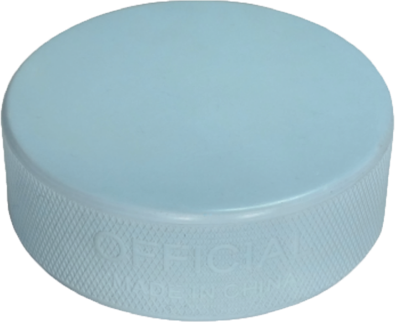 Baby blue coloured hockey puck