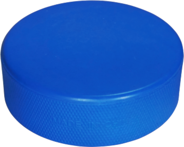 Blue coloured hockey puck