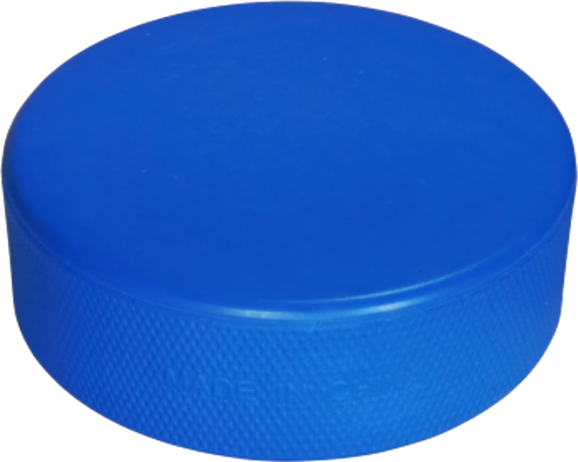 Blue coloured hockey puck