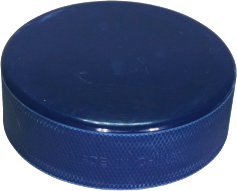 Dark blue coloured hockey puck