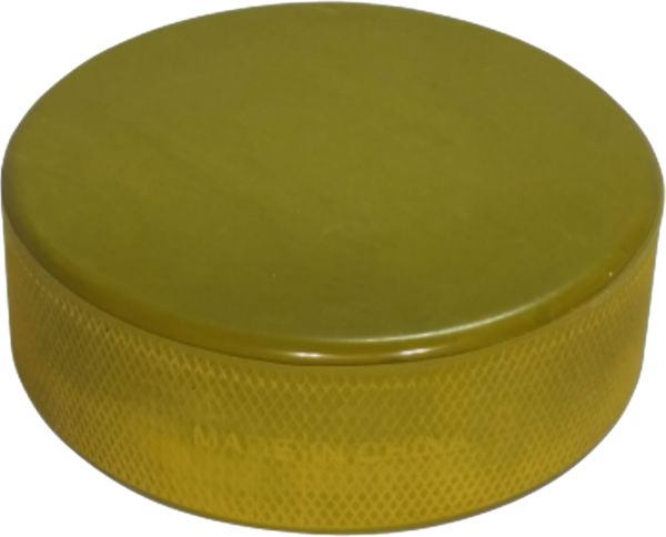 Gold coloured hockey puck