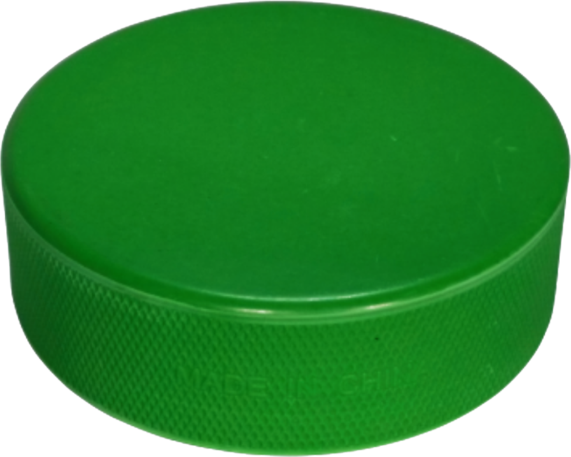 Green coloured hockey puck