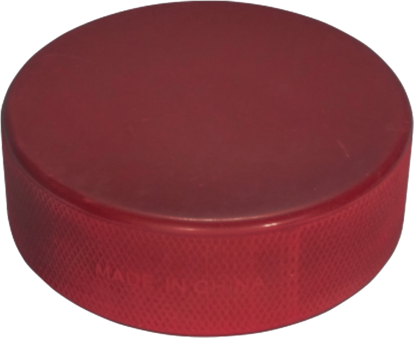 Maroon coloured hockey puck