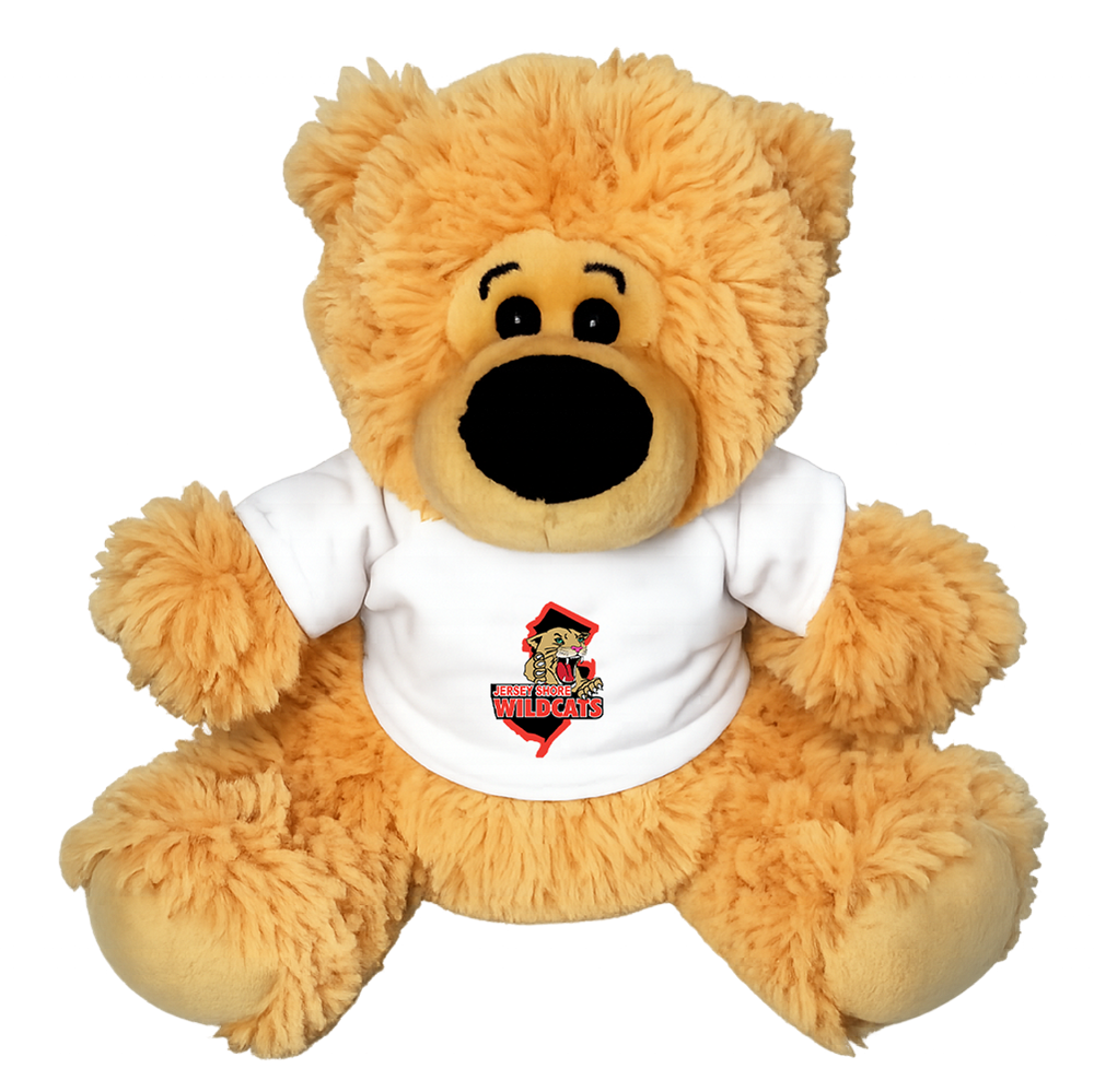 Plush teddy bear wearing a Jersey Shore Wildcats T-shirt