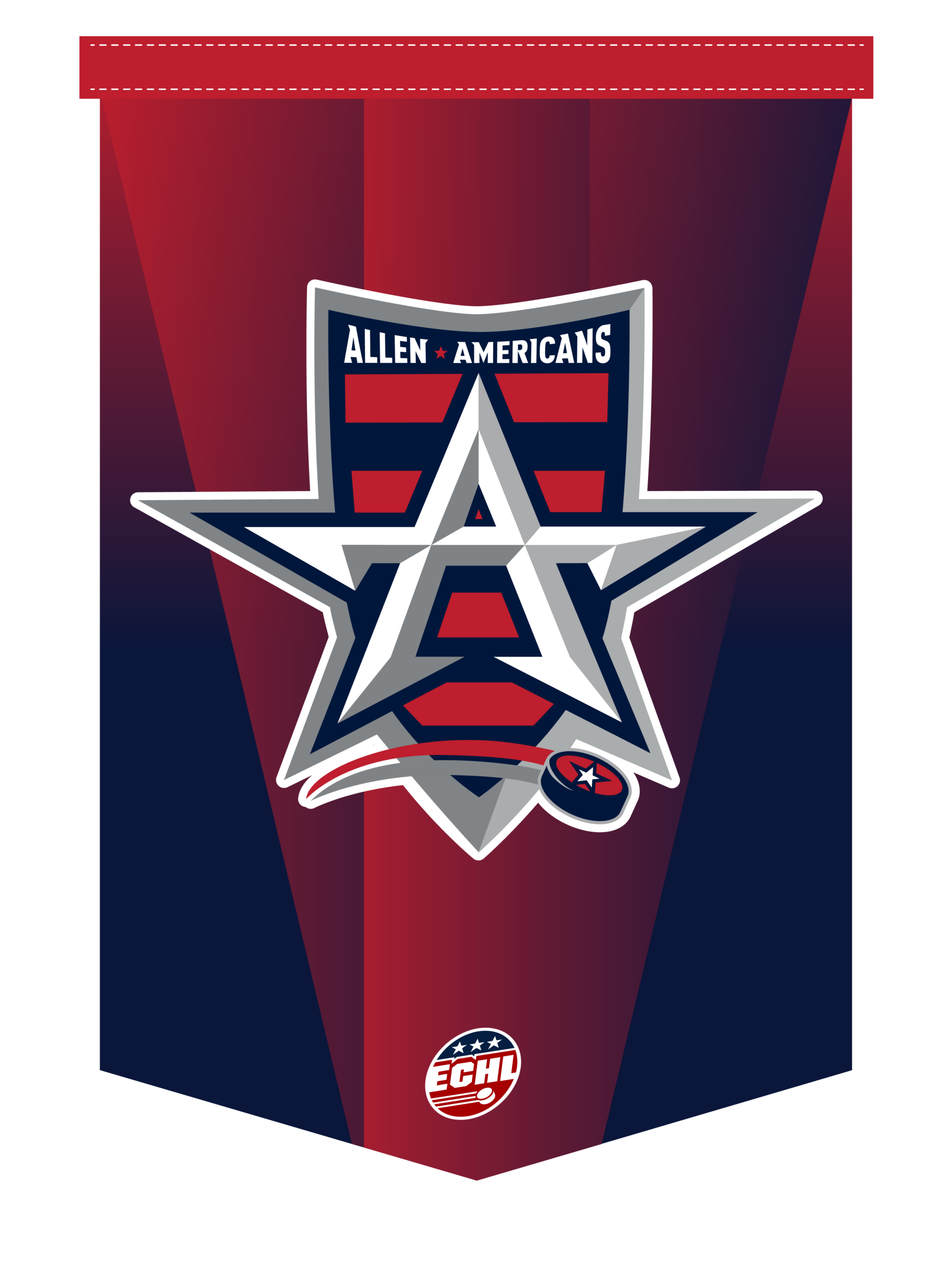 Allen Americans hockey team pennant logo with a large star and ECHL emblem