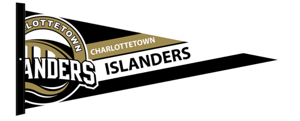 Charlottetown Islanders logo on a black and gold pennant