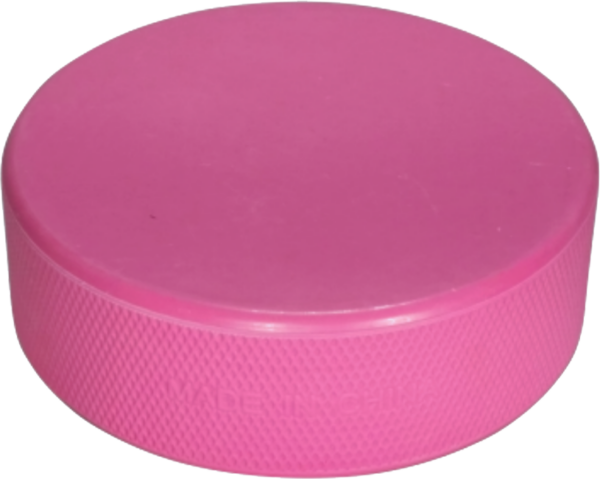 Pink coloured hockey puck
