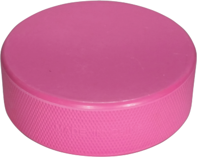 Pink coloured hockey puck