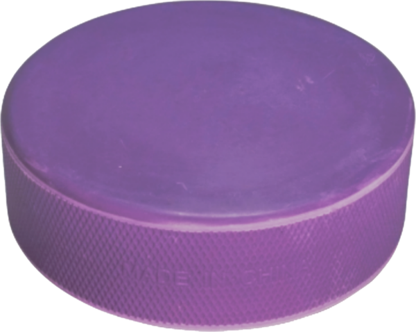 Purple coloured hockey puck