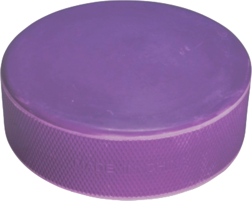 Purple coloured hockey puck