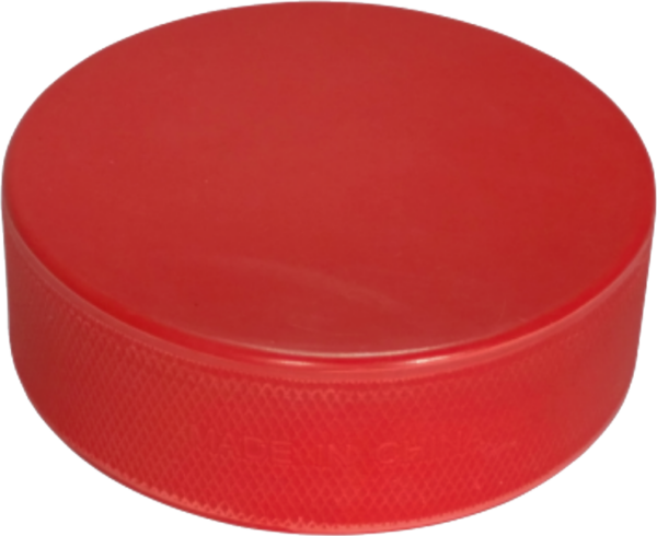 Red coloured hockey puck