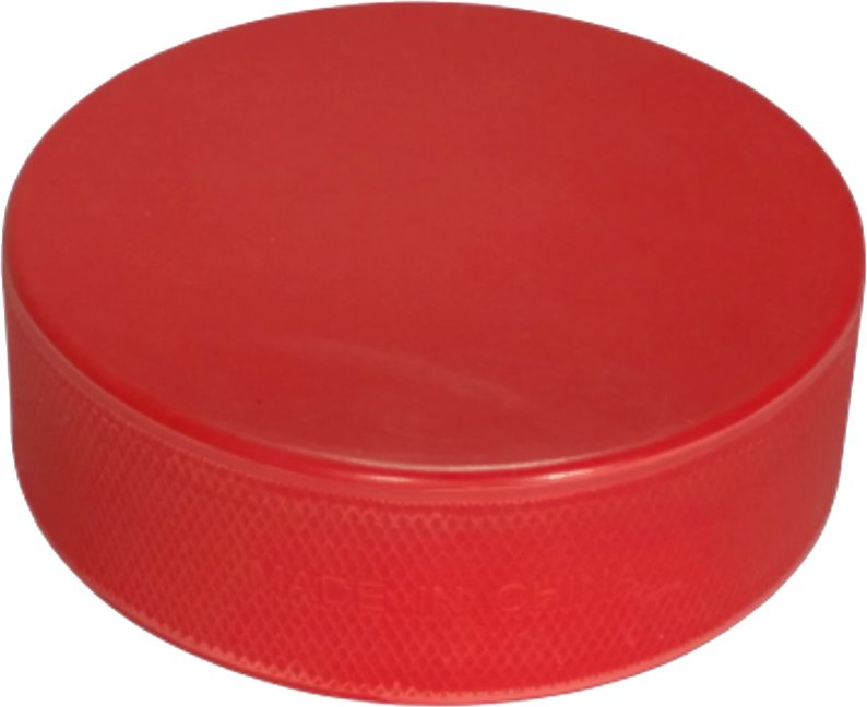 Red coloured hockey puck