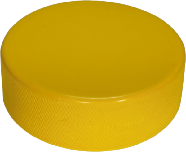 Yellow coloured hockey puck