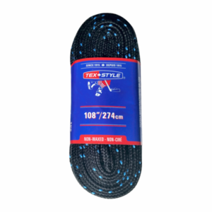 Black and blue laces, 108 in / 274 cm, non-waxed