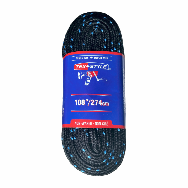 Black and blue laces, 108 in / 274 cm, non-waxed