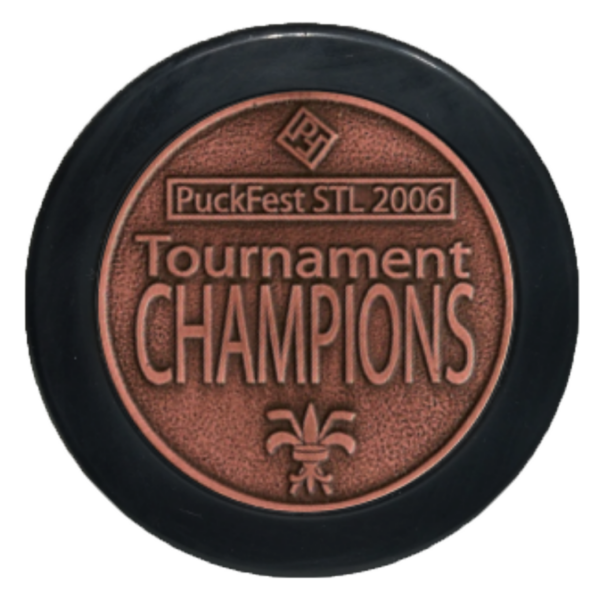 PuckFest STL 2006 Tournament Champions antique copper medallion puck