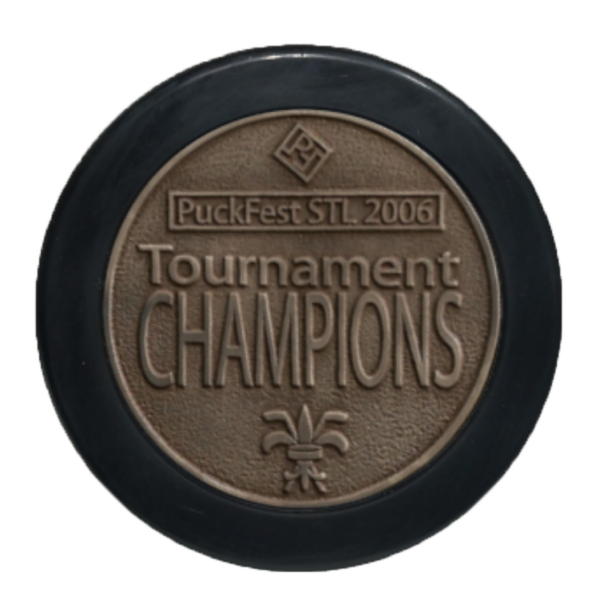 PuckFest STL 2006 Tournament Champions antique silver medallion puck