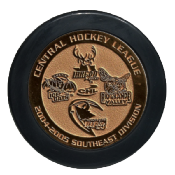 Central Hockey League Southeast Division championship shiny gold medallion puck, 2004–2005