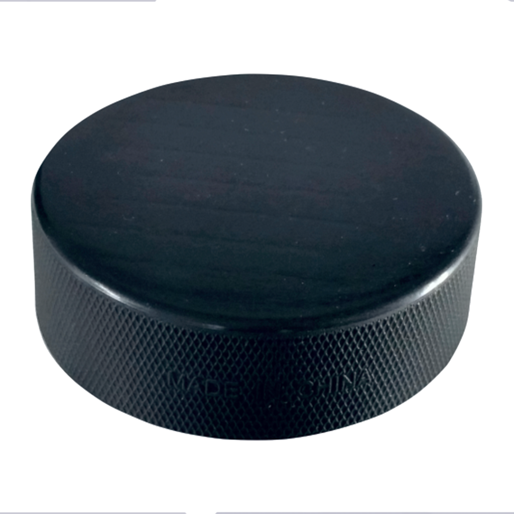 Black imported blank hockey puck