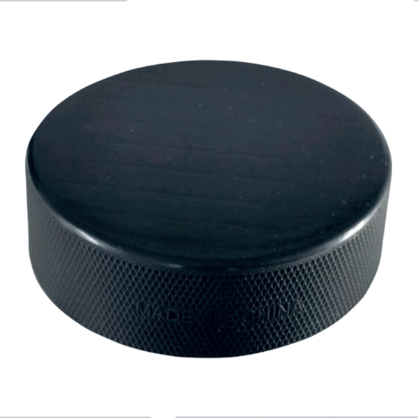 Black imported blank hockey puck