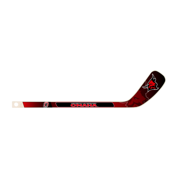 University of Nebraska Omaha hockey stick with Mavericks logo