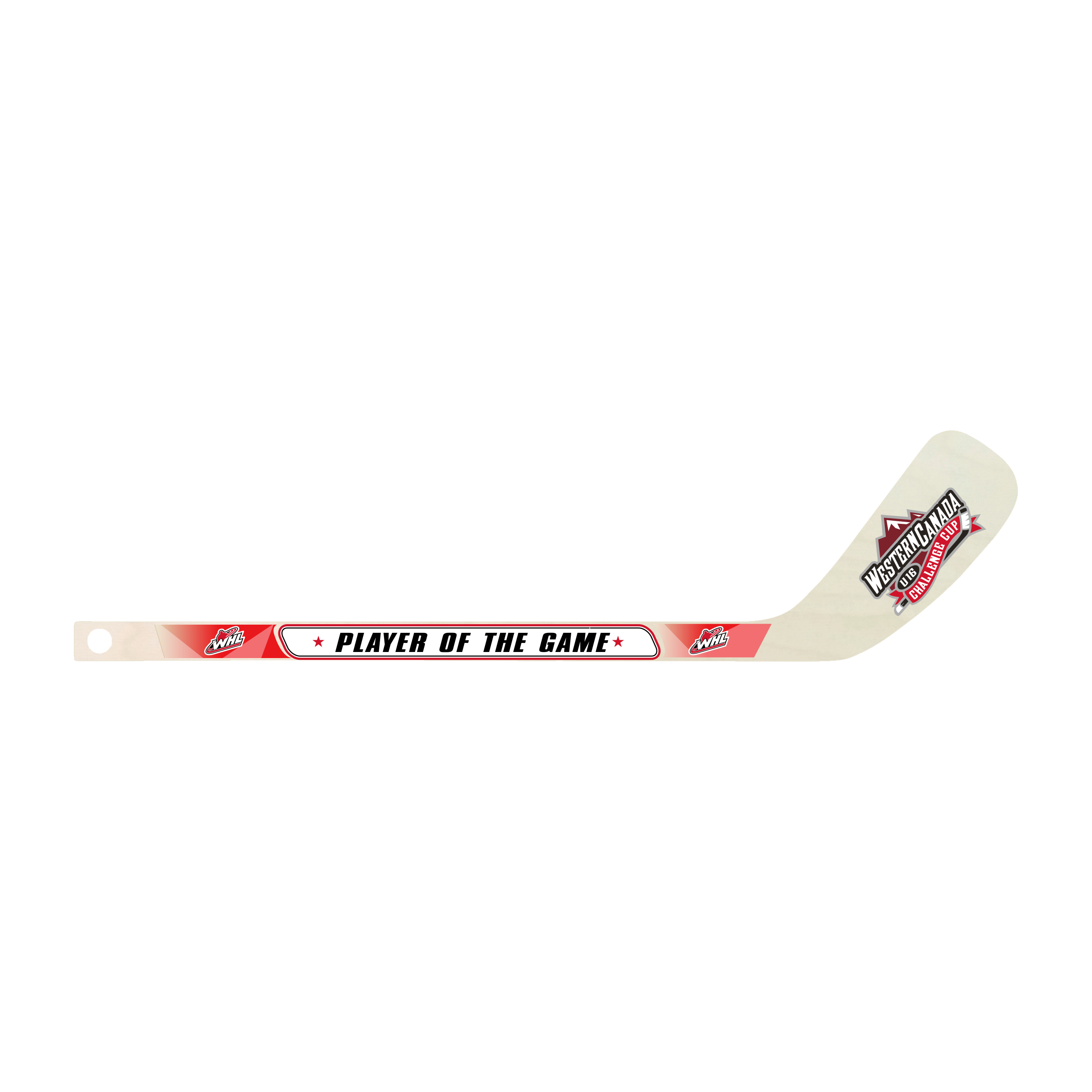 Player of the Game hockey stick graphic with WHL and Western Canada U18 Challenge Cup logos