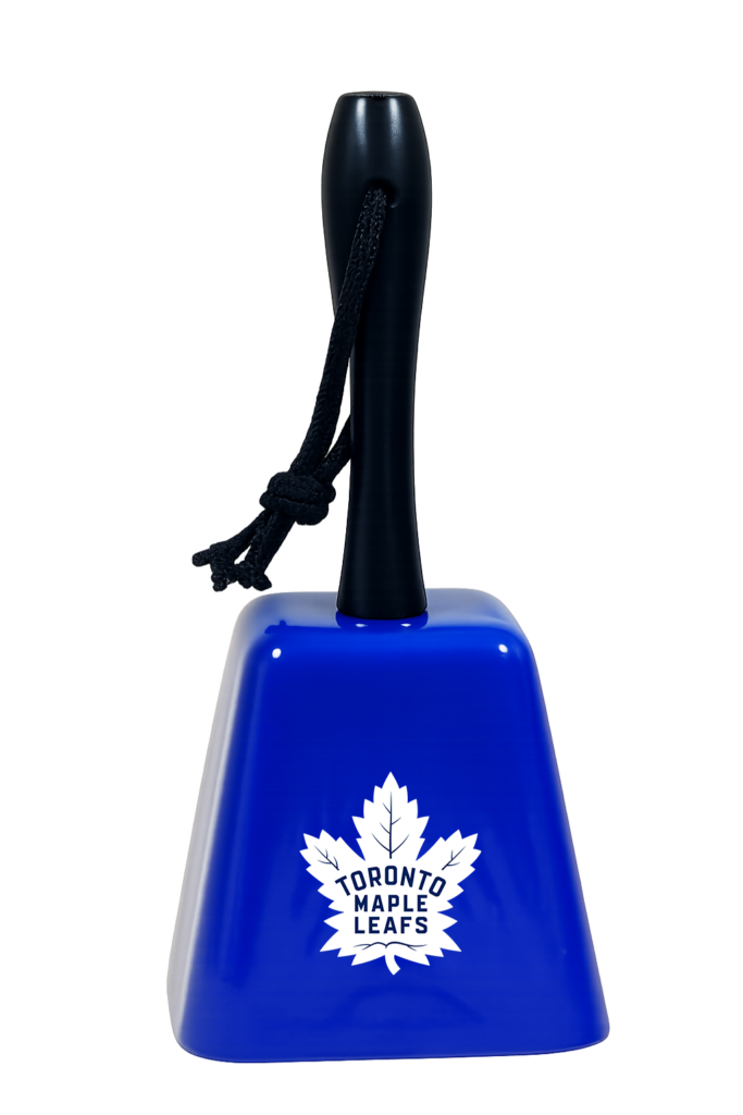 Toronto Maple Leafs blue cowbell with lanyard