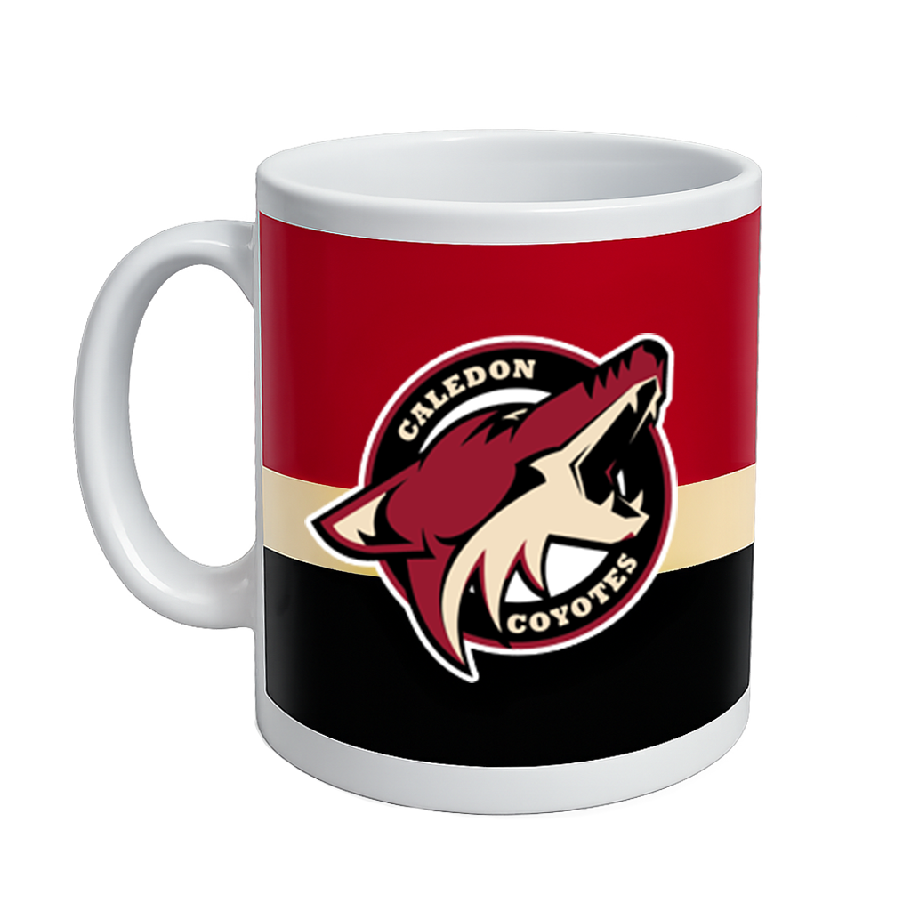 Caledon Coyotes logo on a mug