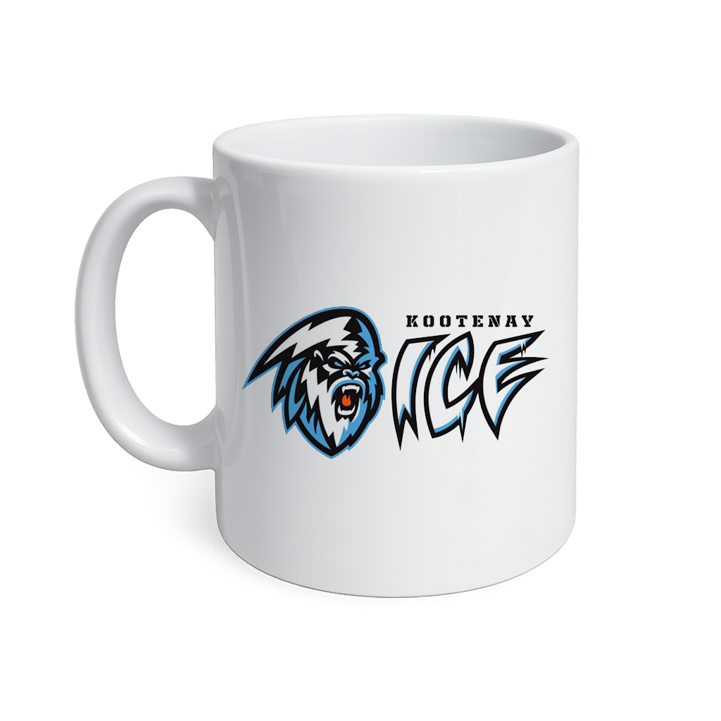 White mug with the Kootenay Ice logo