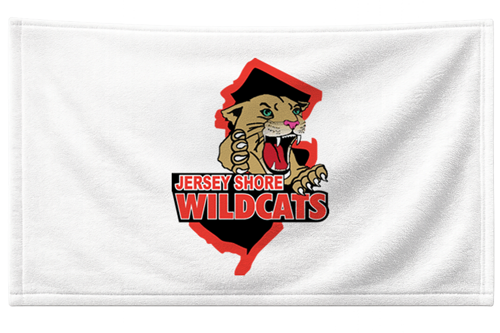 Towel Jersey Shore Wildcats logo with a snarling wildcat over a New Jersey outline
