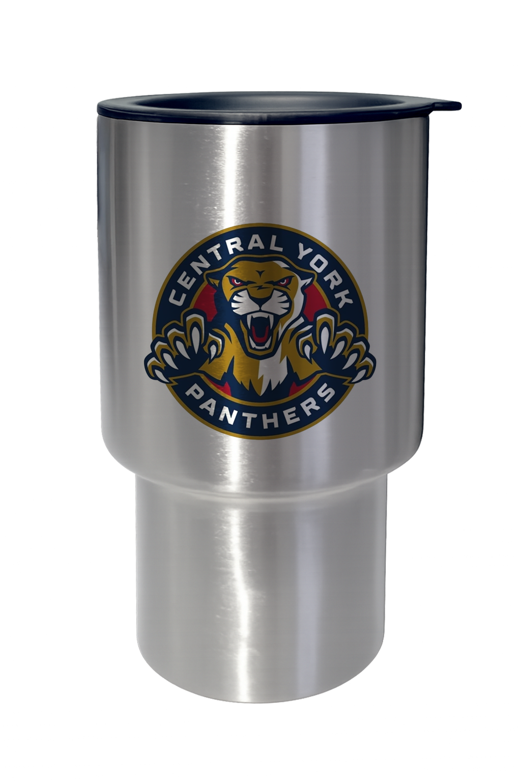 Central York Panthers logo on a travel mug