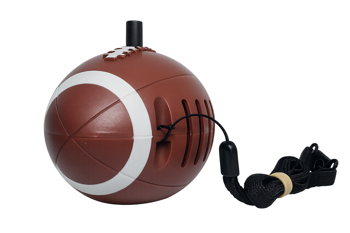 Football shaped horn with wristband