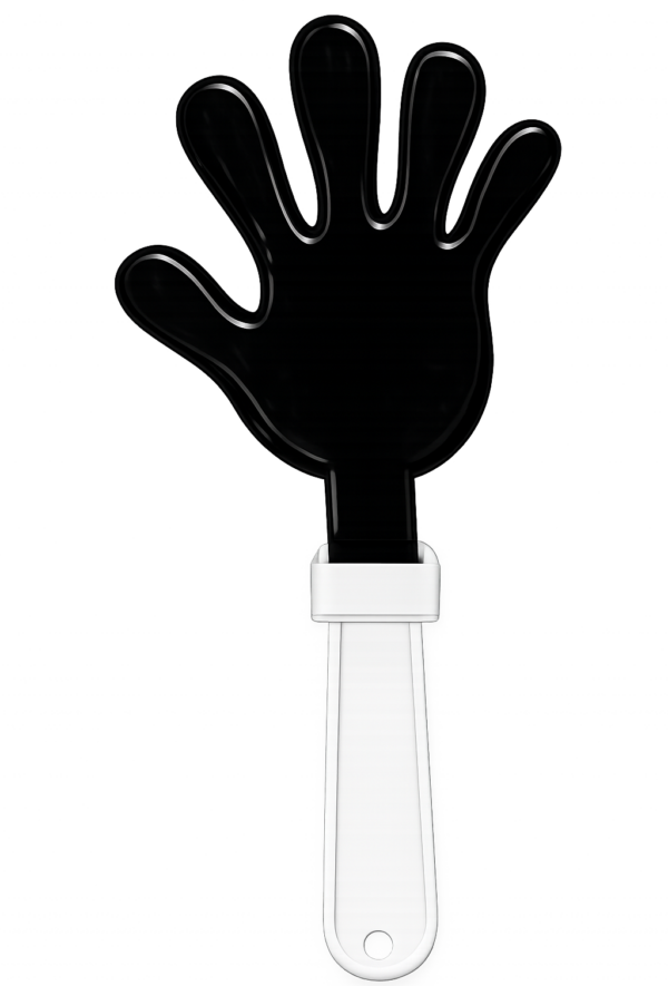 Black hand clapper with a white handle