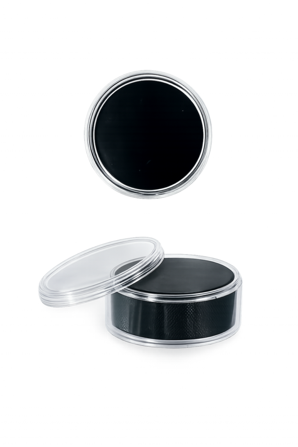 Clear round puck display case