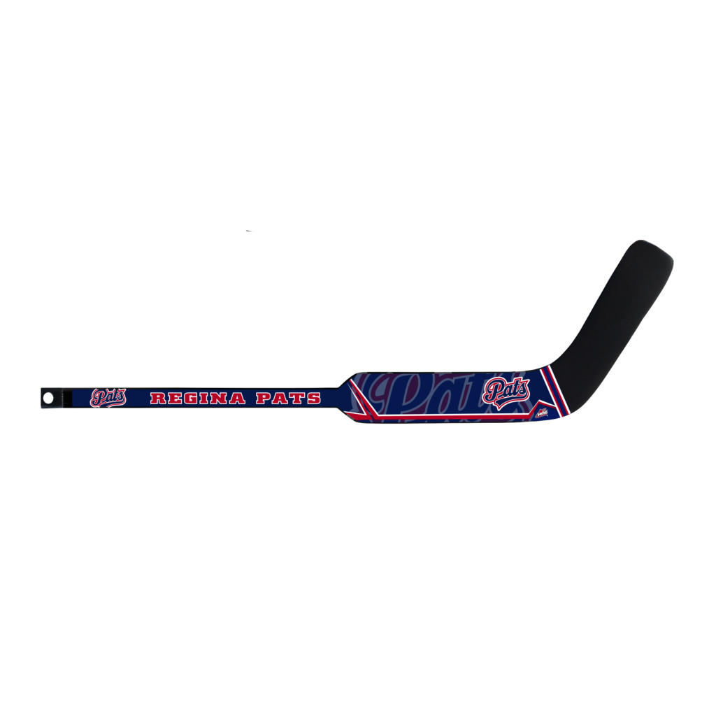 Regina Pats hockey stick with team logo and colours