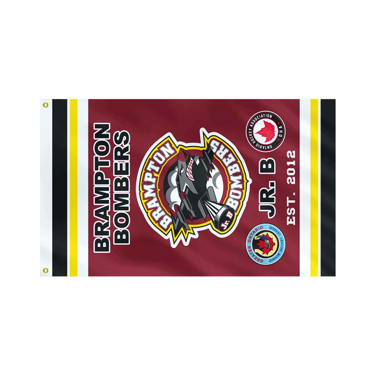 Brampton Bombers Jr. B banner, est. 2012 custom flag