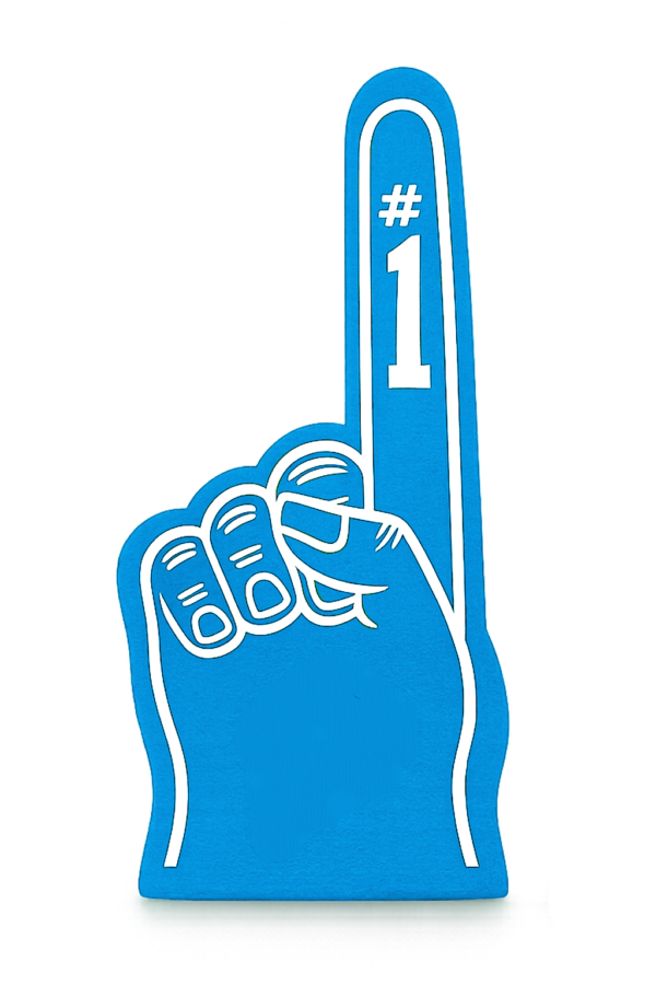 Number one foam finger cheering hand sign