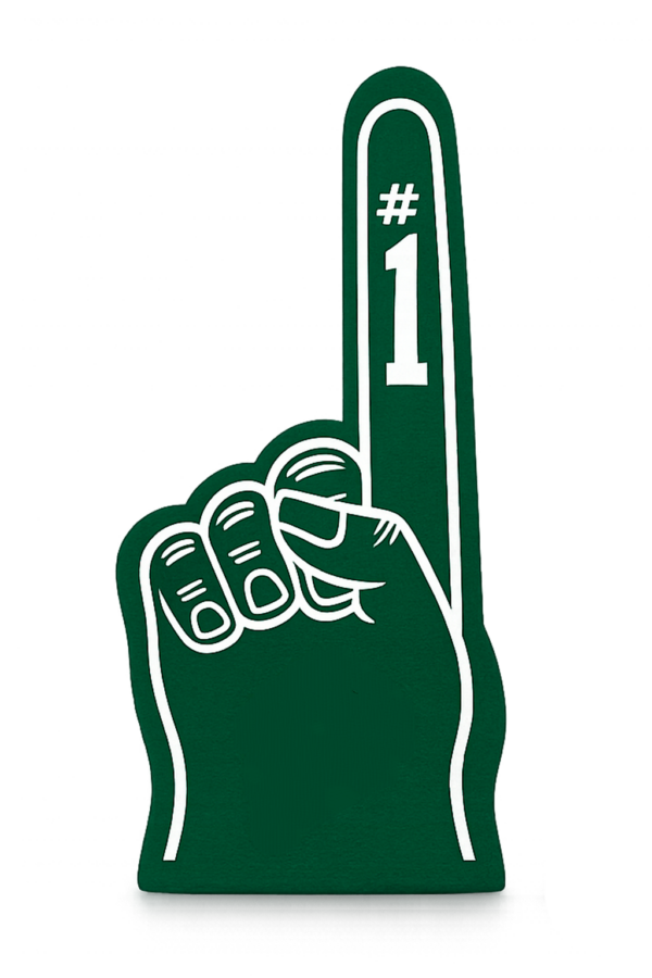 Green foam finger with “#1” raised