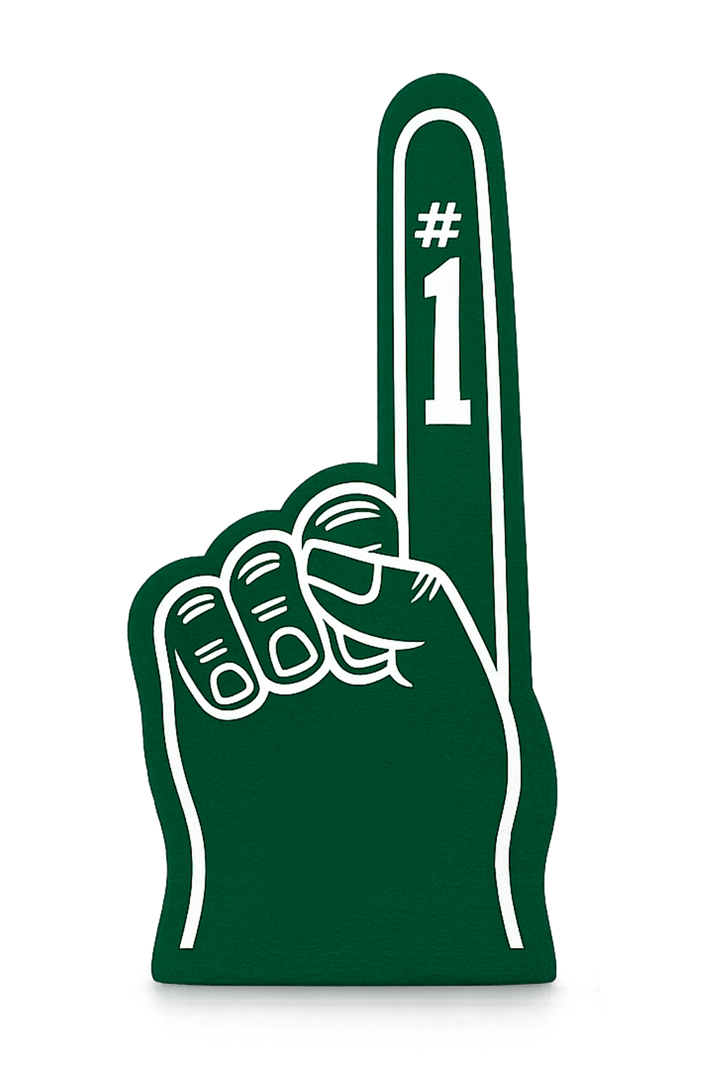 Green foam finger with “#1” raised