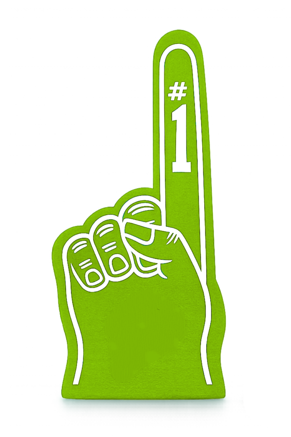 Number one foam finger cheering hand sign