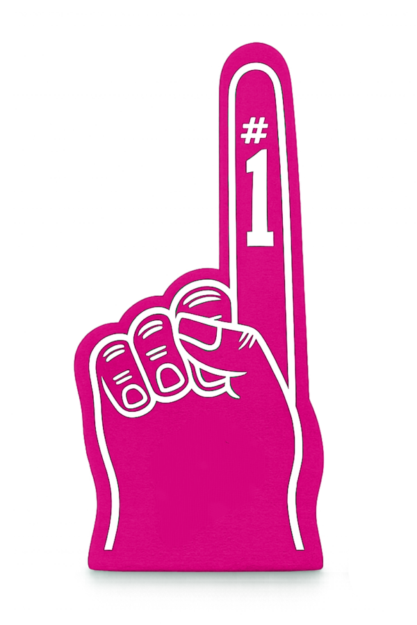 Number one foam finger cheering hand sign