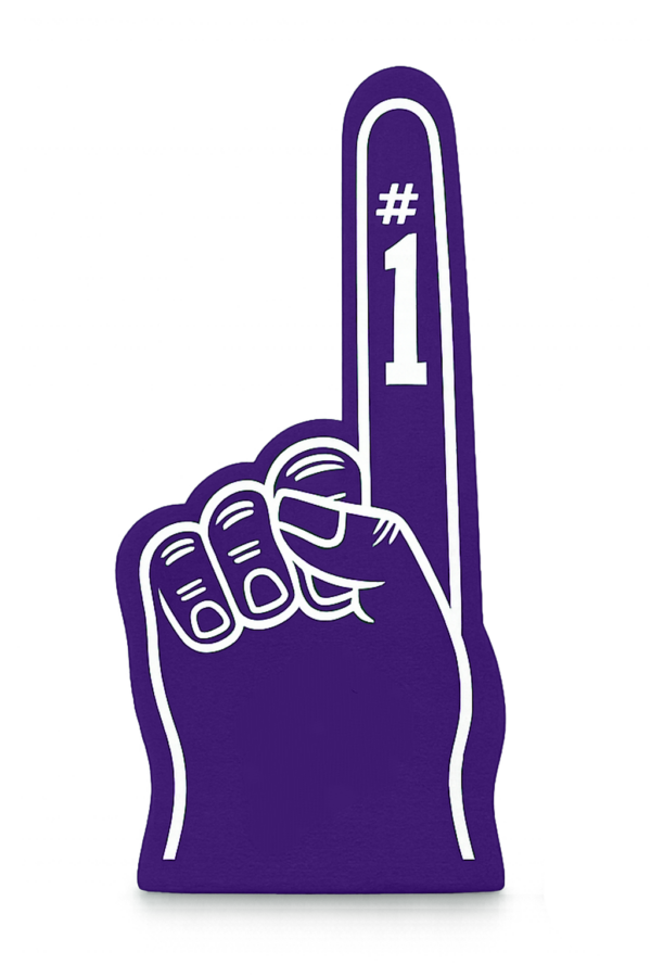 Purple foam finger with #1 raised