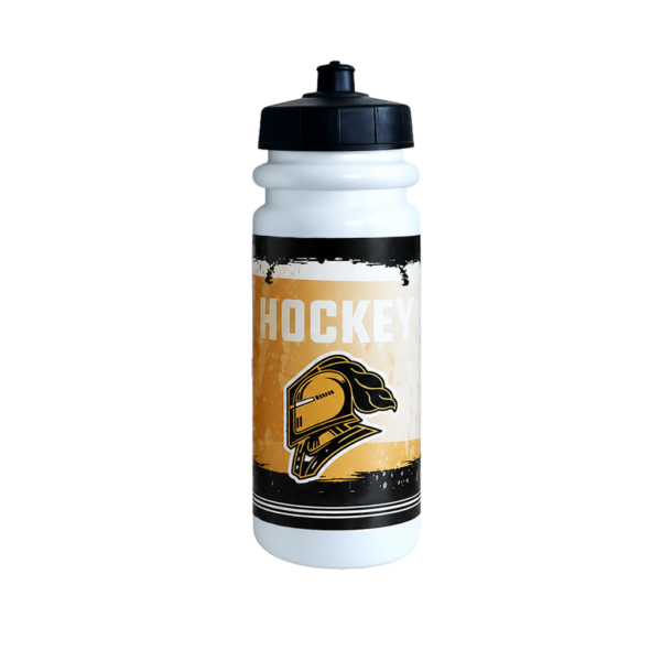 Hockey water bottle with black cap and Knights graphic