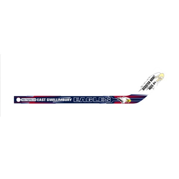 East Gwillimbury Eagles hockey stick graphic with register now ages 4+ text