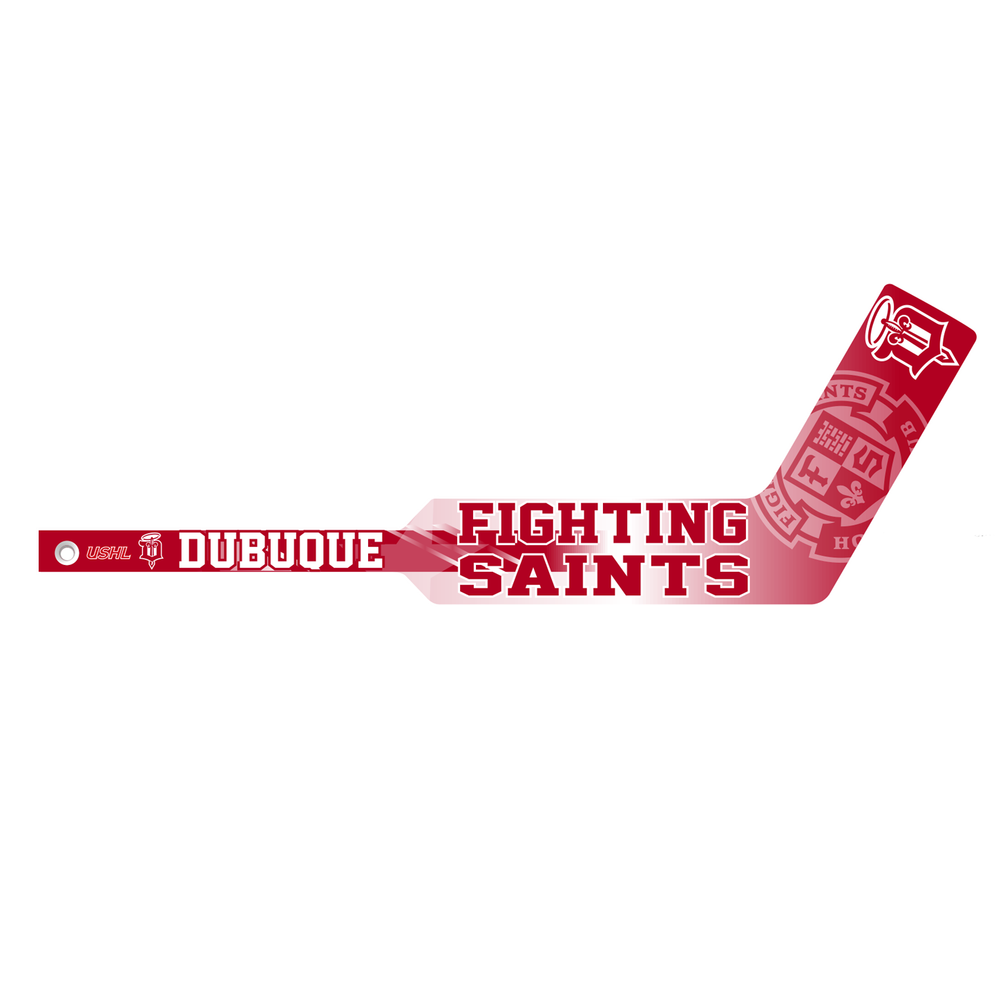 Dubuque Fighting Saints logo with USHL branding