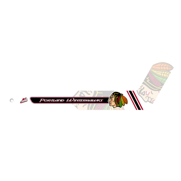 Portland Winterhawks logo with Indigenous head graphic and hockey stick design