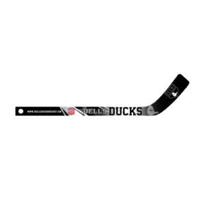 Hockey stick graphic with Dells Ducks branding and website URL